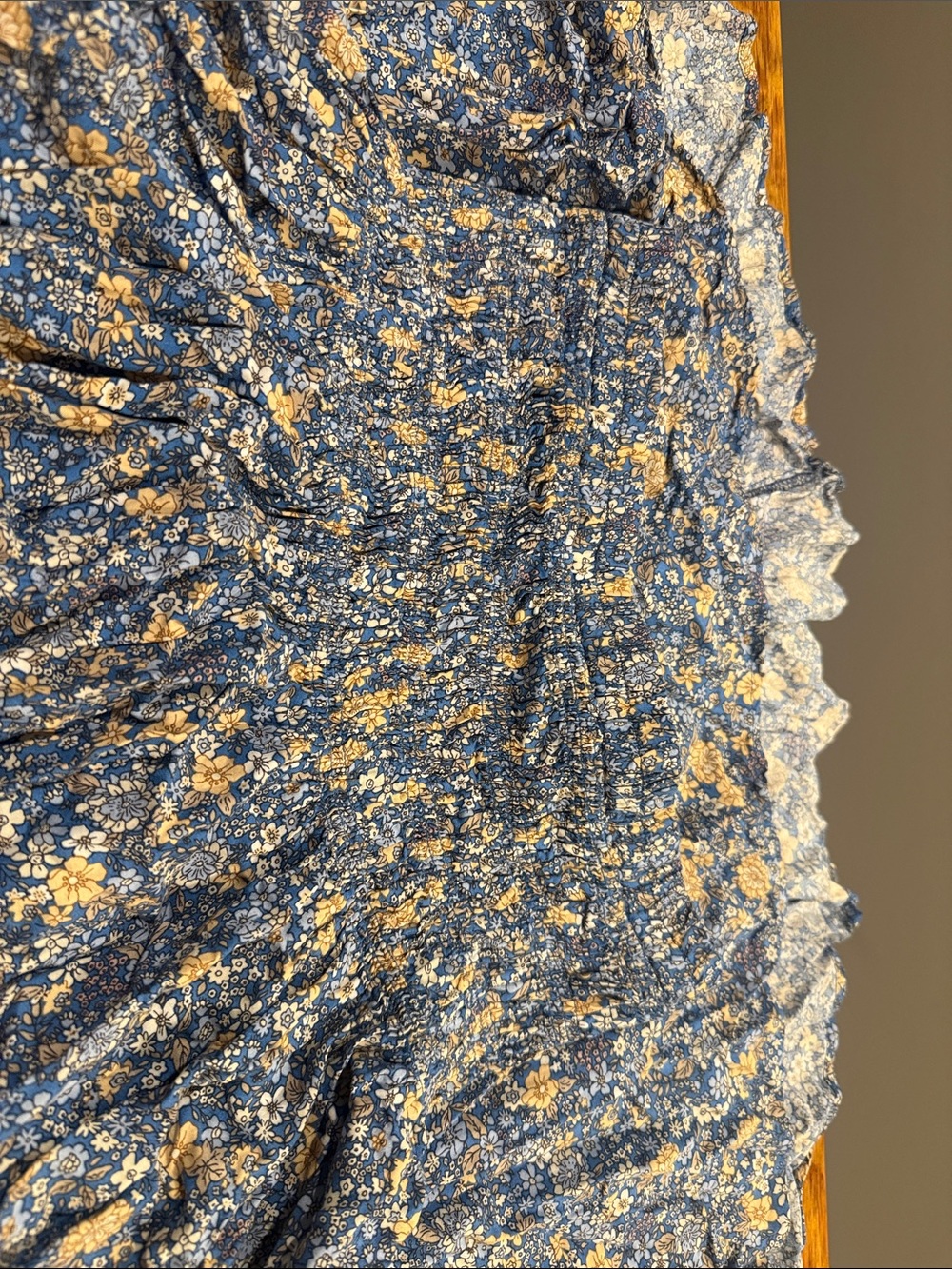 Blue Floral Smocked Maxi Skirt